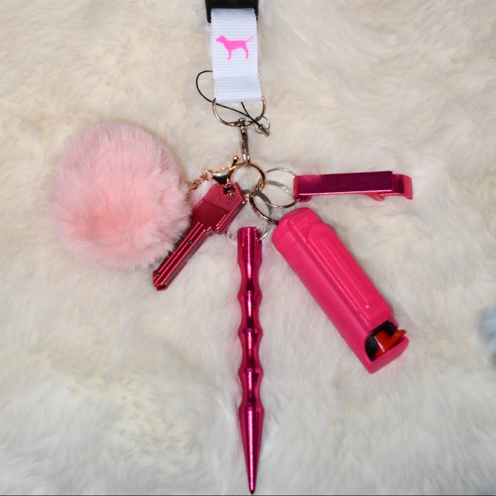 Love pink Lanyard Self Defense Keychain